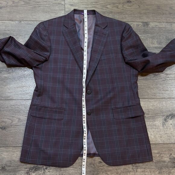 Bartorelli Napoli Abito Sartoriale Plaid Purple 2-Button Wool Blazer Size 54 R - Picture 9 of 9